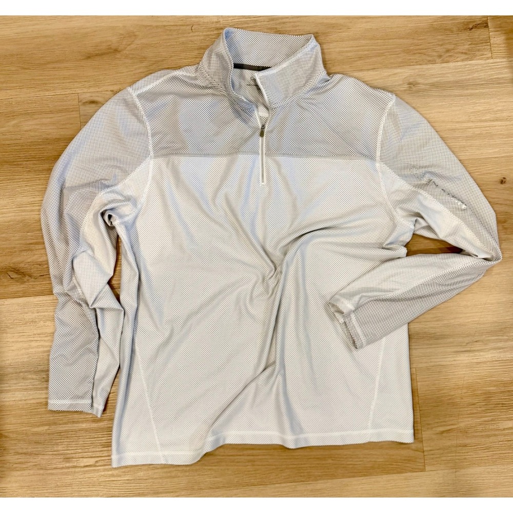 Calvin Klein Activewear White/Gray Half-Zip Performance Sweater Size Large
